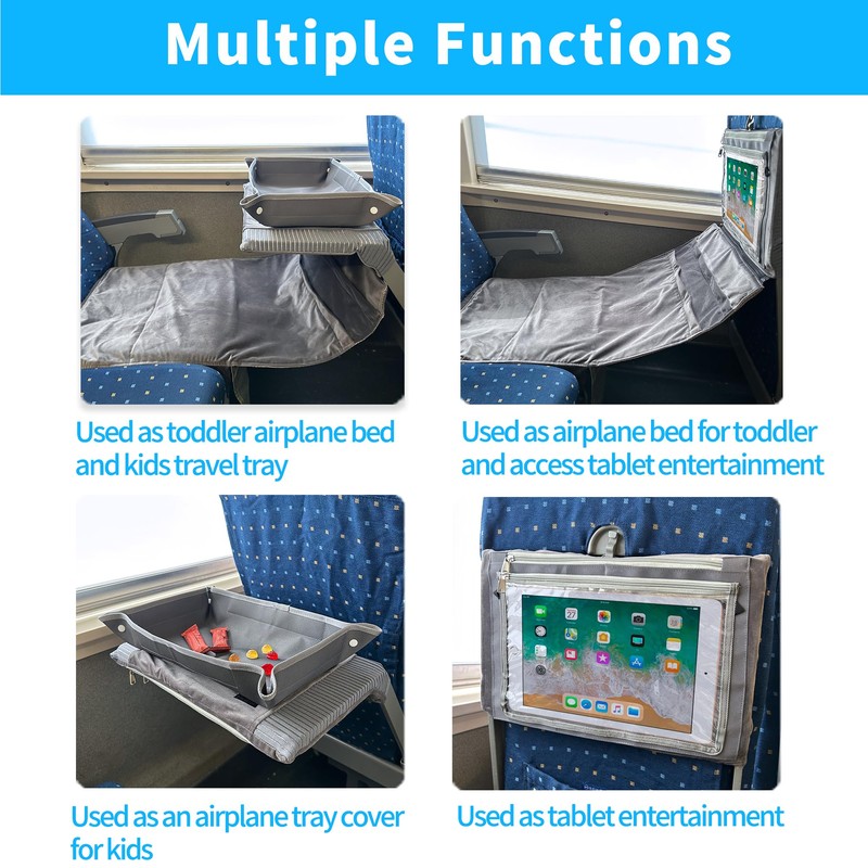 NNOODUST Toddler Airplane Bed with Kids Travel Tray