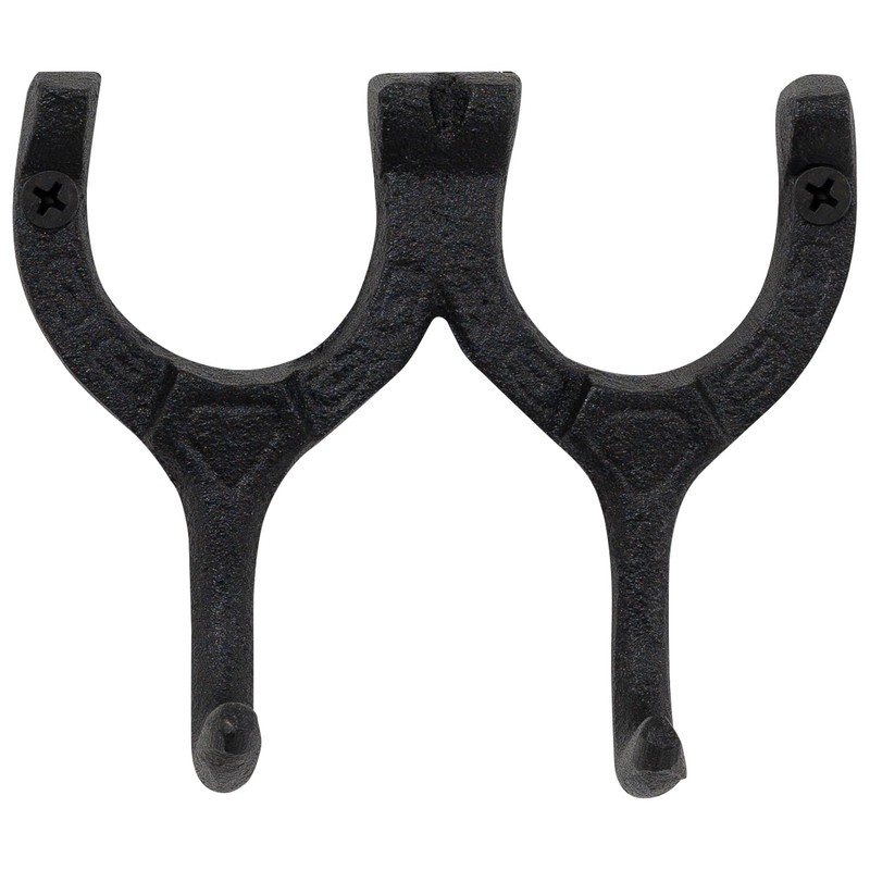 Woodside Cast Iron Wall Mounted Double Horseshoe Hook Coat/Hat/Key Rack,