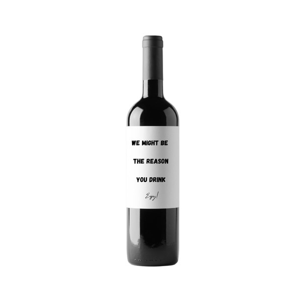 WE MIGHT BE THE REASON YOU DRINK! Funny Wine Label