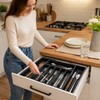Expandable Silverware Drawer Organizer for Cutlery - Adjustable Plastic Utensil