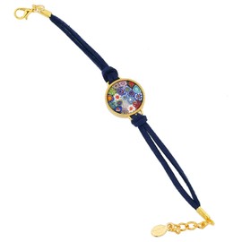 Glass Of Venice Rosetta Murano Glass Millefiori Bracelet - Multicolor Navy Blue