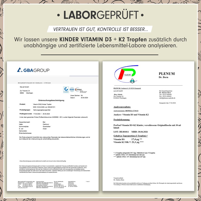Vitamin D3 + K2 Children's Drops 2000x - with 650