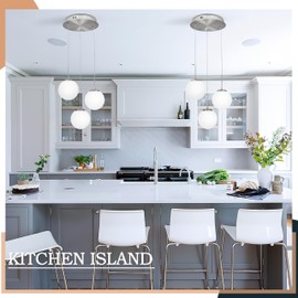 KoKo&Yukina 3 Light Globe Glass Pendant Light Modern Nickel Glass Ball Chandelier Adjustable Length Pendant Light Fixtures Milky White Glass Ceiling Light for Foyer Hallway