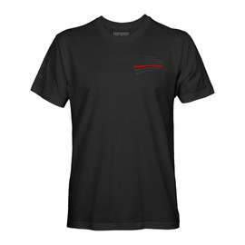 Thin Red Line Firefighter Support USA Flag Men's Stealth T-Shirt (Black Shirt, 5XL)