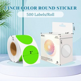 2 Inch Round Color Coding Labels (500 Count) - Light Green Dot Stickers Circle Labels with Dispenser Box for Warehouse, Filing, Industrial, Office Organization