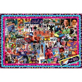 The Crazy 80's! Retro Puzzle for Adults and Kids | 1000 Piece Jigsaw Puzzle Toy | Interactive Brain Teaser for Family Game Night | 28 x 20 Inches