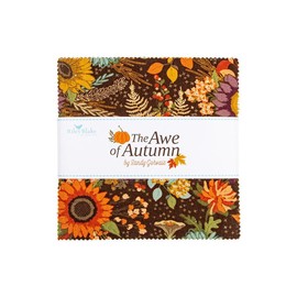 5" Charm Pack Squares - The Awe of Autumn by Sandy Gervais for Riley Blake Designs Fall Flowers Leaves Pumpkins Plaid 5" Stacker Fabric Bundle Quilters Cotton Precuts (5-16190-42) M520.57