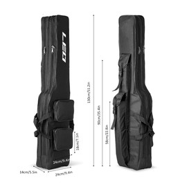 LEOFISHING Fishing Tackle Storage Bag 130cm/4.27ft Portable Fishing Rod Reel Organizer Fishing Pole Gear Tool Cases Carrier Two Layer Durable Oxford Large Capacity Travel Fishing Cover Bag 5 Color