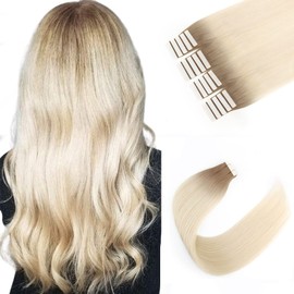 Sixstarhair 20 Pieces Tape in Hair Extensions Fashion Ombre Color Hair Extensions Rooted Chestnut Brown Fading To Ash Blonde Sunkissed Beautiful Hair Extensions [R6-60 16inch]