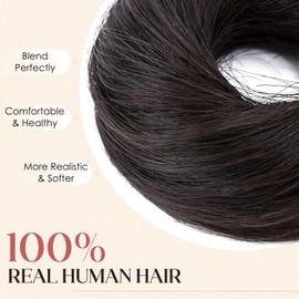 Hairro Hair Bun Extensions 100% Real Human Hair Messy Scrunchies Hairpiece Fake Donut Updo Bun Hair Piece for Women, Natural Black