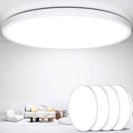 DEALGADGETS Flush Mount Ceiling Light Fixtures,12inch Flat led Light for Ceiling,6500K 3200LM Ultra Thin Round White Lamp for Bedroom Kitchen,Bathroom,Garage,Living Room, Dining Room - 4PCS