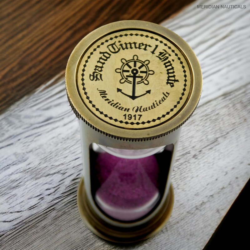 Meridian Nauticals- Vintage Solid Brass sand timer brown antique finish