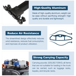 ECCPP Roof Rack Crossbars w/Side Rails fit for Toyota Highlander 2008-2013 Rooftop Luggage Canoe Kayak Carrier Rack - 4Pcs Cargo Carrier System