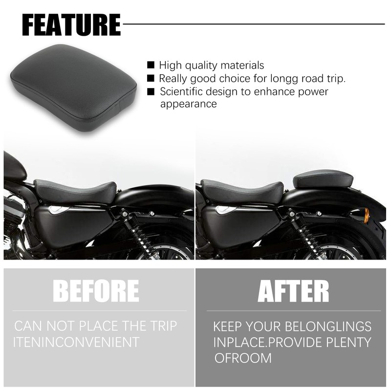 JMTBNO Black Universal Motorcycle Pillion Passenger Pad Seat Leather Pillion