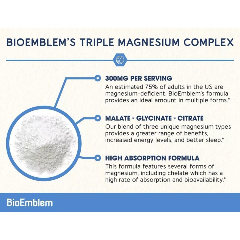 Bioemblem Suplemento en cápsula Bioemblem Magnésio glycinate, malate, & citrate
