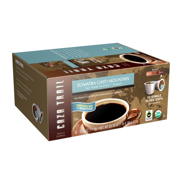 Caza Trail Coffee Organic Sumatra Gayo Mountain, 52 Count(Pack of 1) packaging may vary