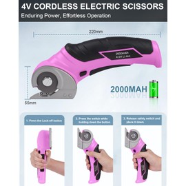 Cordless Electric Scissors Cardboard Cutter - Rechargeable 4V Rotary Cutter with Self-Sharpening Blade Heavy Duty Box Scissor with Safety Lock for Cardboard, Crafting, Carpet, Leather