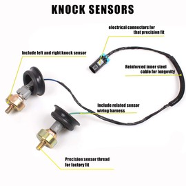 Muge Racing Dual Knock Sensors with Wiring Harness Kit 12589867 12601822 213-3521 for Chevy GM LS1 LS6 LQ9 4.8L 5.3L 6.0L 8.1L