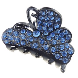 Glamour Girlz Ladies Light Brown Rhinestone Butterfly Hair Claw Clamp