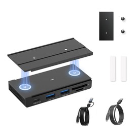 EJAY 5-in-1 Magnetic USB 3.0 Hub with SD/TF Card Reader, 2 USB-A + 1 USB-C Ports, Includes 2 Packs Sliding Rail, Screws & Sticky Pads for MacBook Laptop PC