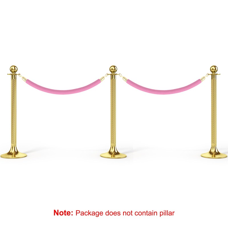 PATIKIL 4 Feet Pink Velvet Stanchion Rope, 6 Pack Crowd