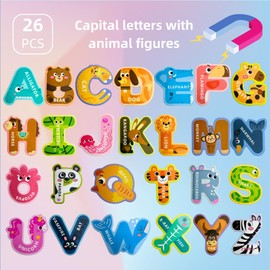EHR Magnetic Letters, Colorful ABC Animal Alphabet Fridge Magnets, Suitable for Toddlers Aged 3 4 5 (Uppercase Letter)