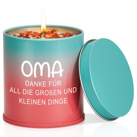 Welsky Oma Geschenk, Geschenk Oma Geburtstag Kerze, Muttertag Weihnachten Oster Dankeschön Geburtstag Geschenk für Oma Großmutter, 9OZ Stumpenkerzen Geschenk für Oma