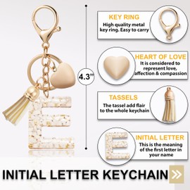 ANHBKAR Alphabet Initial Letter Keychain, Butterfly Keychain Cute Resin, Initial Keychain to Backpack Charms, Key chain Gift for Women, Girls (E, WHITE)