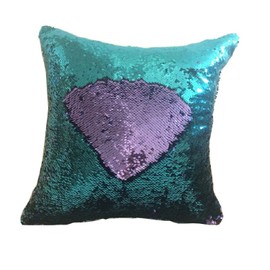 Freestyle Reversible Color Change Sequin Throw Pillow Cases Covers in Two-Tone, 16" X 16", Navy Blue & Silver, Creative Decorations on Sofas/ Armchairs/ Beds/ Floors/ Cars (Lake Blue)