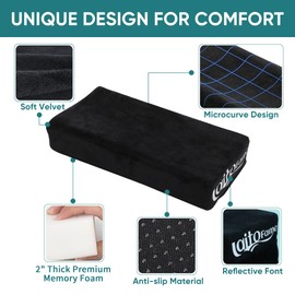 LaitoFame Knee Scooter Pad Cover with Removable Soft Velvet and 2inch Highly Elastic Comfort Memory Foam, Knee Walker Cushion for Foot Surgery and Walker Accessory for Knee Roller - Universal Fit