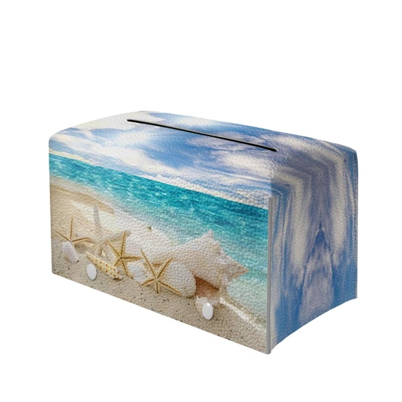 KUIFORTI Starfish Seashell Tissue Box Cover Rectangle Car Tissue Holder