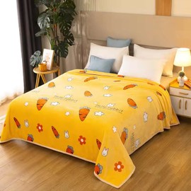 Throw Blanket Cartoon Pattern Thickened Air Conditioning Blanket for Home Bedroom Office Travel Happy Radish 180x200cm / 70.9x78.7in