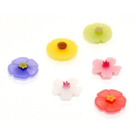 Charles Viancin - Floral Drink Markers - Keep Track of Your Drinks - Easy Application and Removal - BPA-Free, Plastic Free, Food-Grade Silicone - Assorted Colors