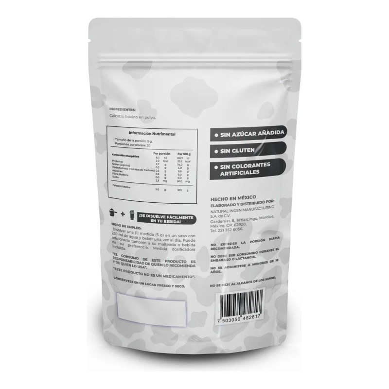 Calostro Bovino 150g Polvo Suplemento Sin Sabor