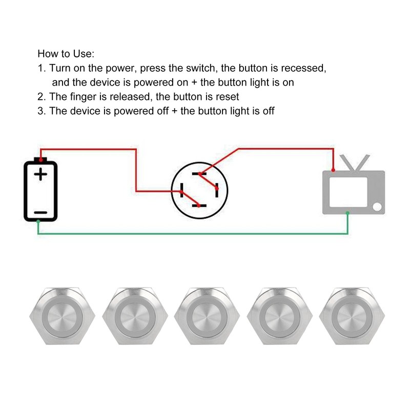 5Pcs Momentary Push Button Switch Metal Auto Reset Ultra Thin