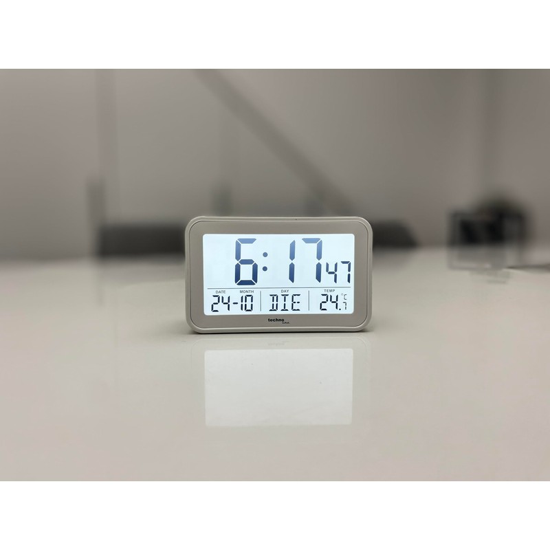 technoline WT497 Modern Digital Alarm Clock, Indoor Temperature, Date, Day