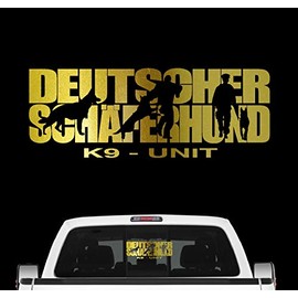 Siviwonder German Shepherd Dog Sport Car Sticker Dog Film Service Dog K9, 30cm, Metallic Gold