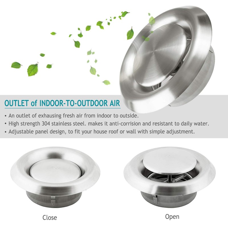 HG Power Adjustable Air Vent 100mm Ventilation Grille Cover Stainless