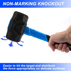 Real Steel Rubber Mallet Hammer 16 OZ Black Rubber Hammer with Solid Head, Double-faced Mallets for Flooring, Woodworking, Camping, Automotive 0325