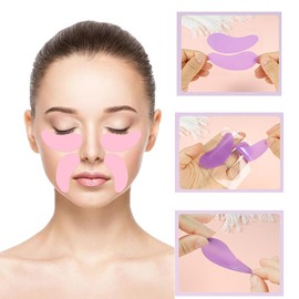 GBSTORE 3 Pairs Silicone Reusable Eye Patches Eye Wrinkle Patches Under Eye Patches Mask for Plump Fine Lines & Wrinkles (Pink+White+Purple)