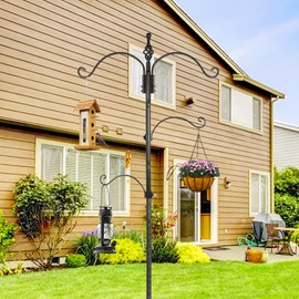 83 Inch Bird Feeder Pole Shepherd Hooks for Bird Feeders,Bird Feeding Station Kit with 5 Prongs Base Hummingbird Feeder Stand Hook for Outside