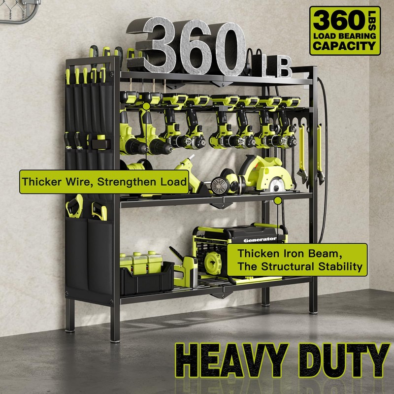 NattyDot Large Power Tool Organizer Cart with Charging Station 8