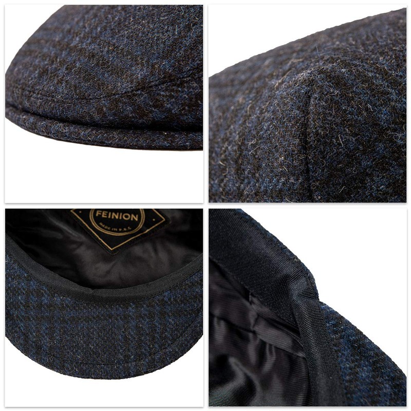 FEINION Gorro plano de lana de tweed Newsboy Ivy Gatsby