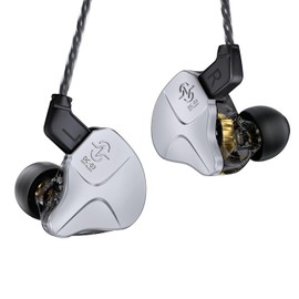 CCZ DC03 Audífonos intrauditivos, auriculares IEM con cable sin micrófono, audífonos con cable de cancelación de ruido, auriculares con potentes graves HiFi 1DD, IEM para juegos y música (Plata, sin