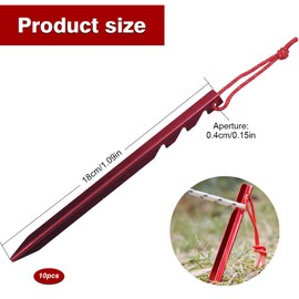 10 Pieces Heavy Tent Pegs, Y-Shaped Metal Tent Pegs Tent Stakes Pegs Nails Aluminium Alloy Camping Tent Stake Nail Red Ground Pegs Camping for Camping Outdoor Beach Hiking
