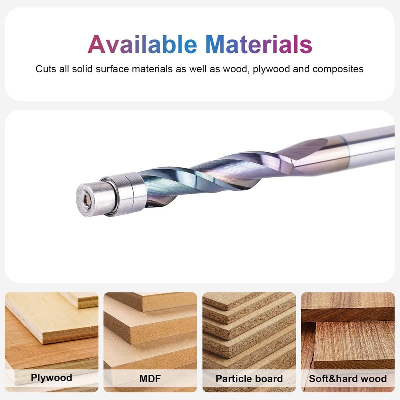 SpeTool 3PCS Spiral Flush Trim Router Bits Set 1/4 Inch