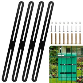 Oungy 4 pieces 360 x 25 mm mounting set for fence letterbox, flat connector, black flat connector, slotted hole with screws, adjustable stainless steel flat connector, fence mounting, letterbox attachment