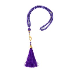 Tassels Beads Stones Meditation Bracelets Protection Islam Muslim Prayer Hand Knotted Arab Japa Unisex Long Chain Yoga Mala Chunky Strand Bangles Boho Statement Birthday Gifts-Purple