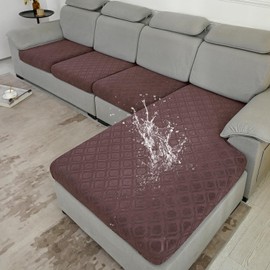 KELUINA Waterproof 4 Pieces Couch Cushion Covers for Sectional Sofa, L Shape Chaise Lounge Sofa Cushion Covers Couch Seat Covers Washable (3PC + 1 Chaise, Brown)