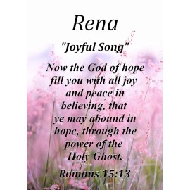Rena  "Joyful Song" Keepsake Name Meaning Card with Bible Verse